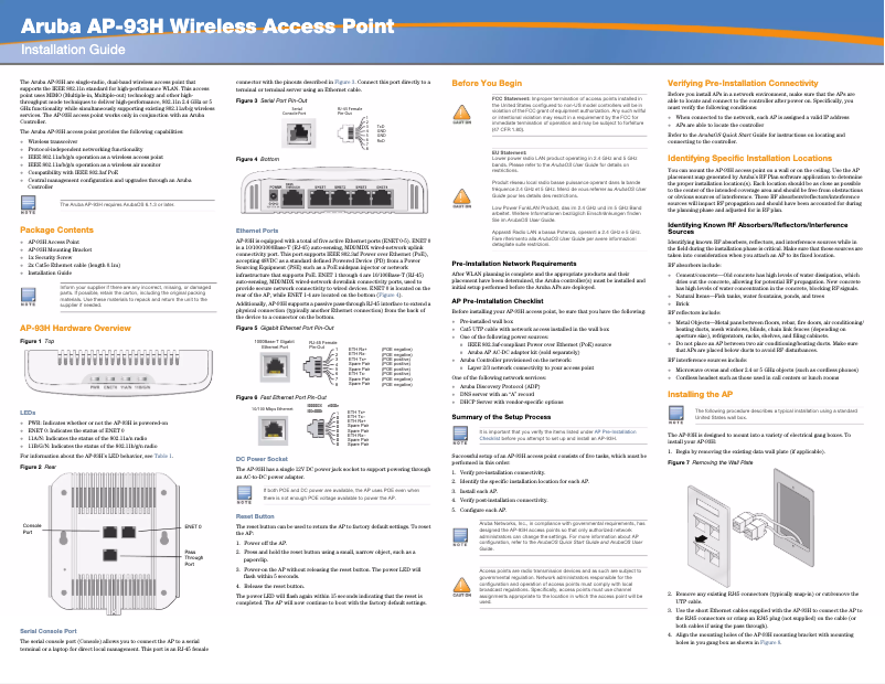 Page n°1 - Manuel utilisateur Aruba AP-93H