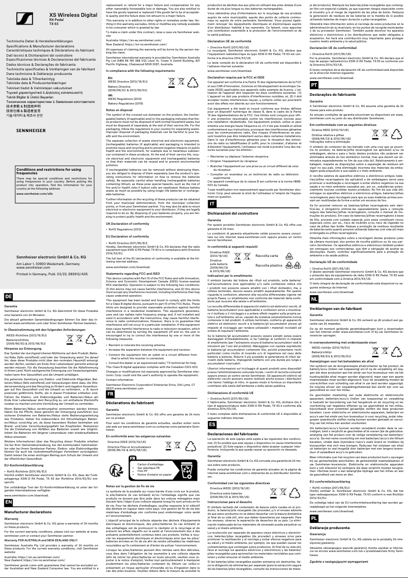 Page n°1 - Instructions de sécurité Sennheiser MKE 400