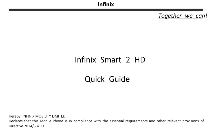 Page n°1 - Guide de démarrage rapide Infinix Smart 2 HD