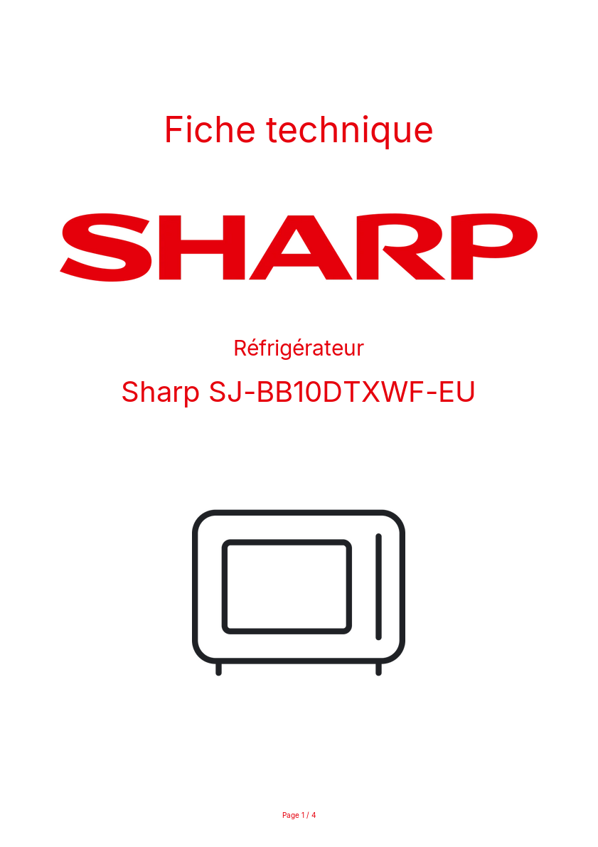 Page n°1 - Fiche technique Sharp SJ-BB10DTXWF-EU