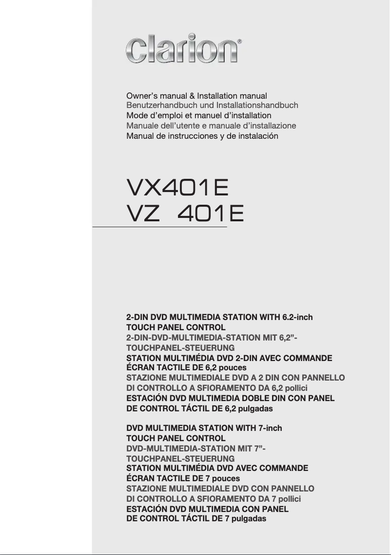 Page 1 de la notice Manuel utilisateur Clarion VZ401E