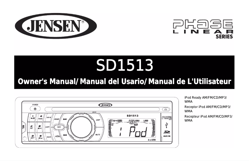 Page 1 de la notice Manuel utilisateur Jensen SD1513
