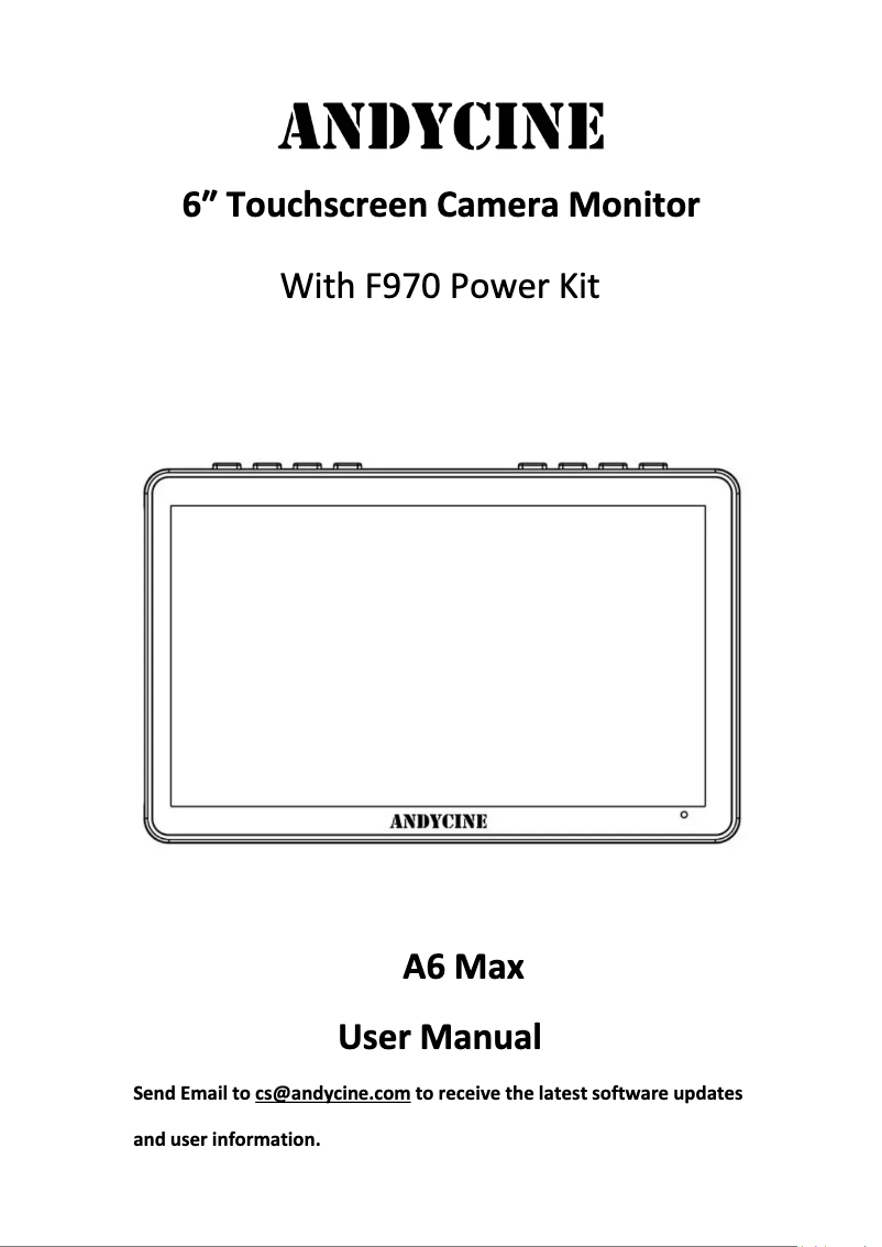 Page 1 de la notice Manuel utilisateur ANDYCINE A6 MAX