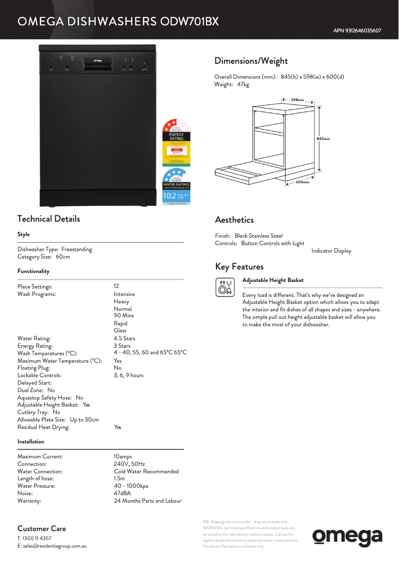 Image de la première page du manuel de l'appareil ODW701BX