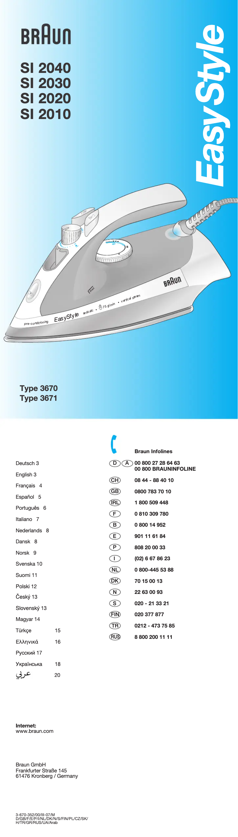 Page 1 de la notice Manuel utilisateur Braun Combi-Jet PV 2010