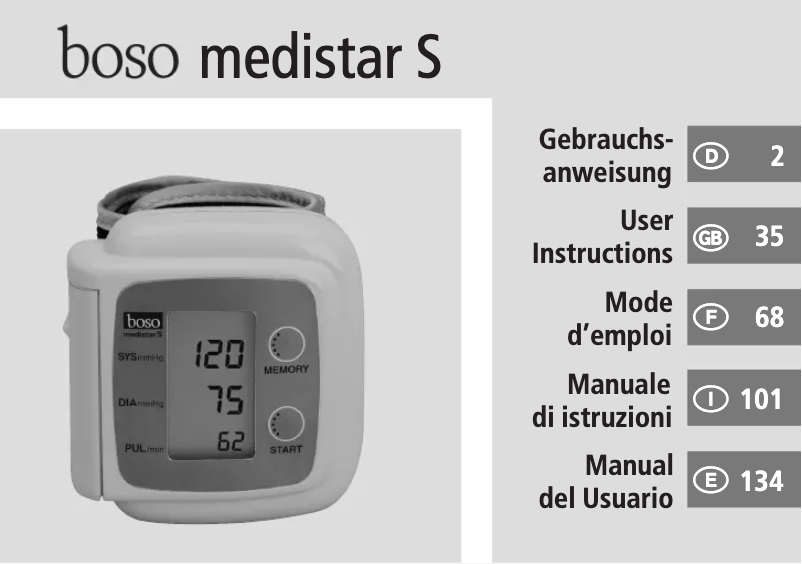 Page 1 de la notice Manuel utilisateur Boso Medistar S