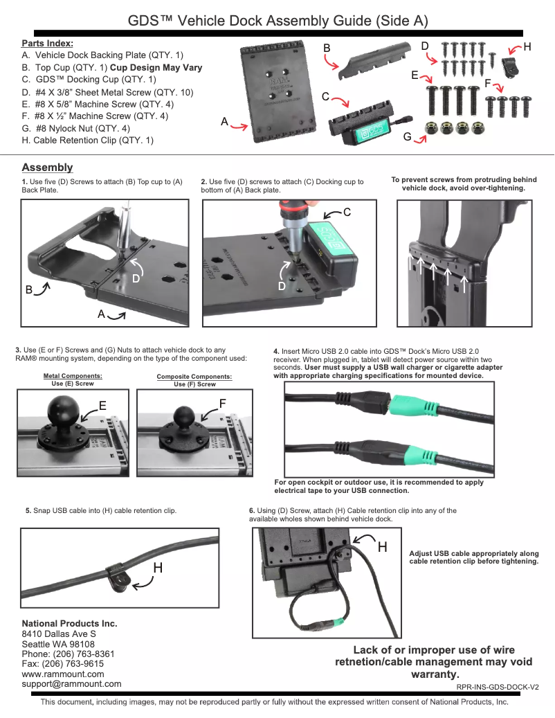 Image de la première page du manuel de l'appareil RAM-GDS-DOCK-V2-SAM9U