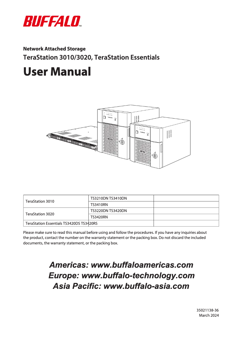 Page 1 of the manual User Manual Buffalo TeraStation 3220