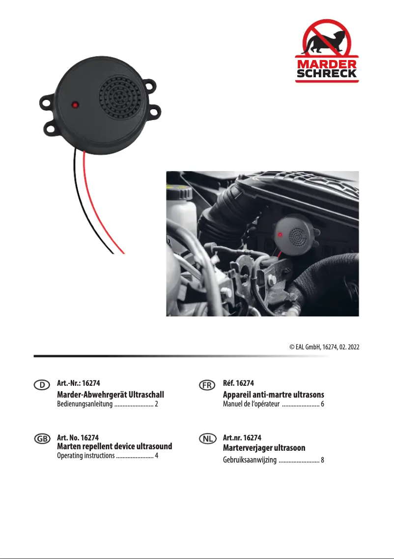 Image de la première page du manuel de l'appareil 16274