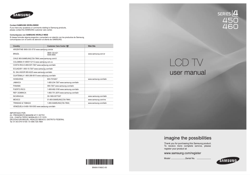 Page 1 de la notice Manuel utilisateur Samsung LN32B450C4