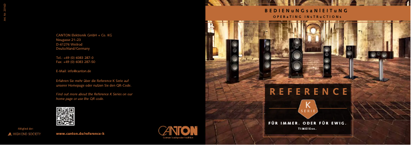 Page 1 de la notice Manuel utilisateur Canton Reference 2 K