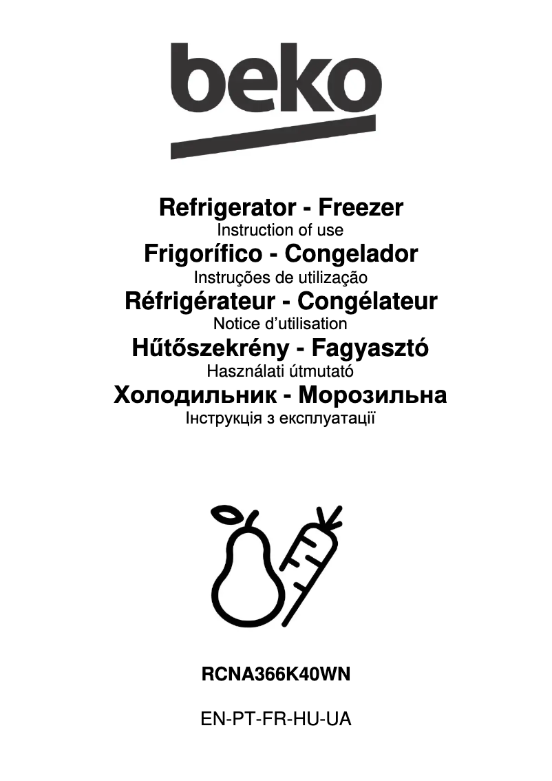 Page 1 de la notice Fiche technique Beko RCNA366K40WN