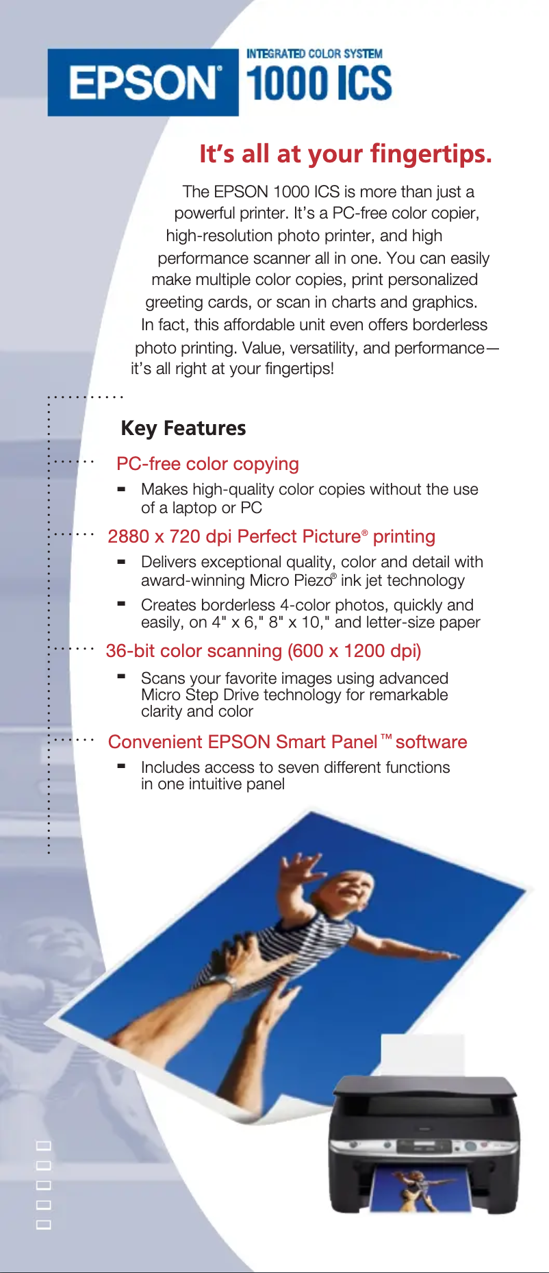 Página 1 del manual Folleto Epson 1000 ICS