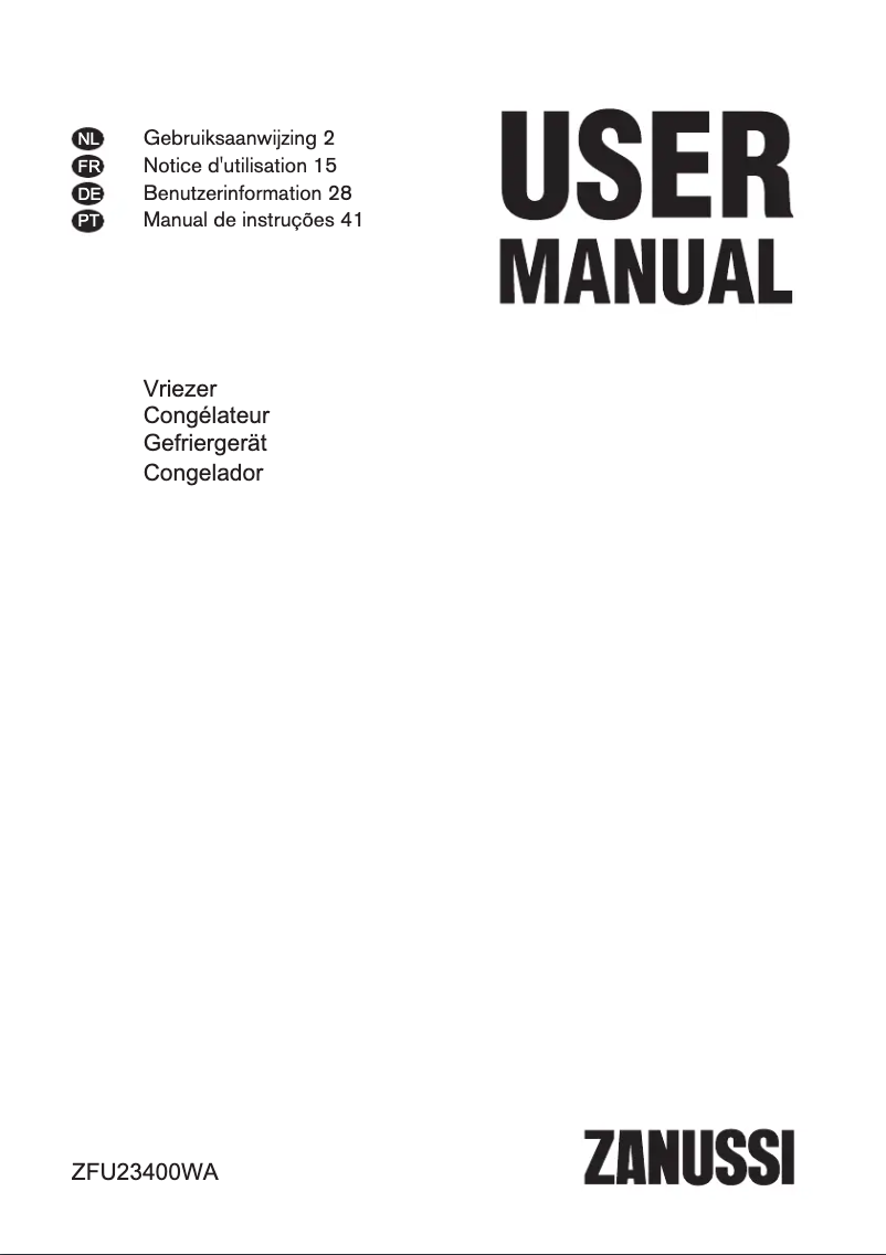 Page n°1 - Manuel utilisateur Zanussi ZFU 23400 WA