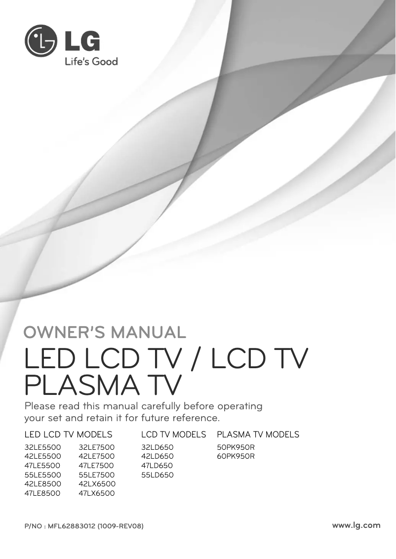 Page 1 de la notice Manuel utilisateur LG 50PK950R