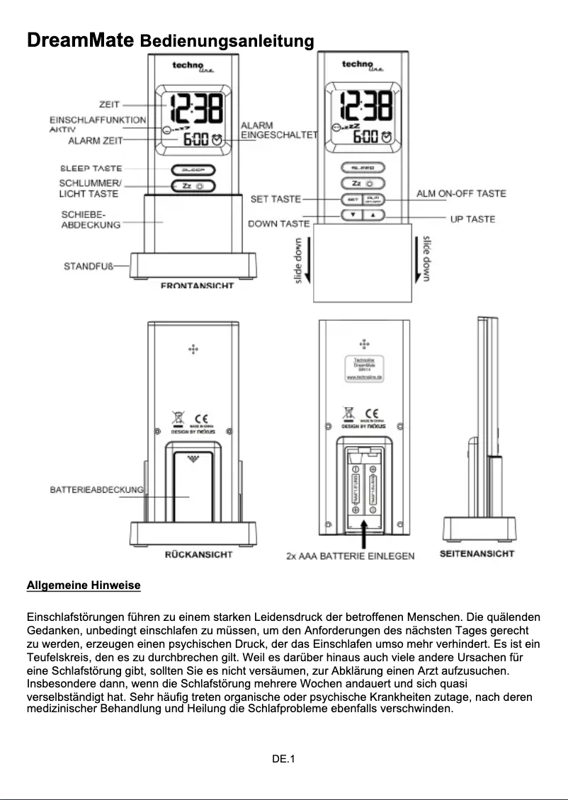 Image de la première page du manuel de l'appareil Dream Mate