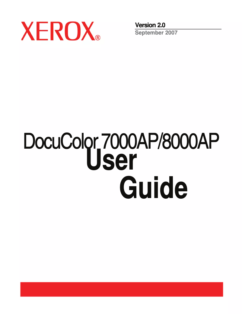 Page n°1 - Manuel utilisateur Xerox DocuColor 7000AP
