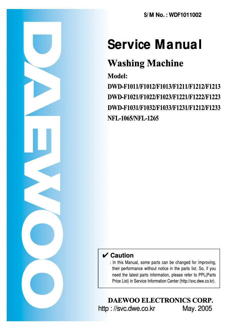 Page 1 de la notice Manuel utilisateur Daewoo DWD-F1021