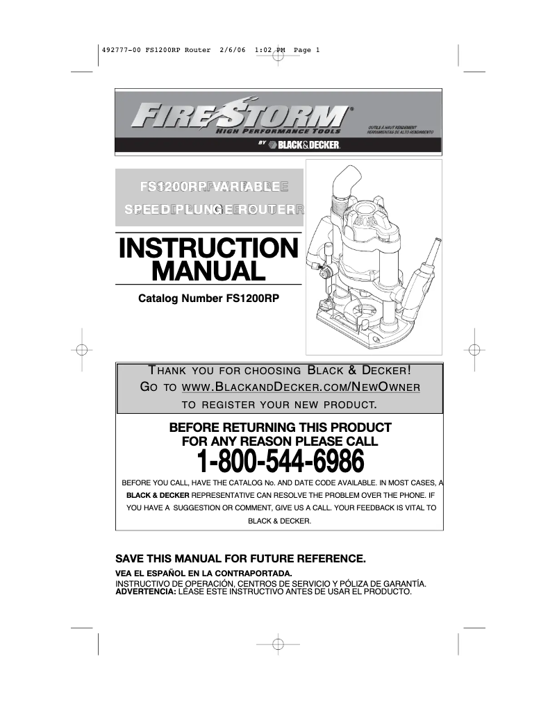 Page n°1 - Manuel utilisateur Black & Decker FS1200RP