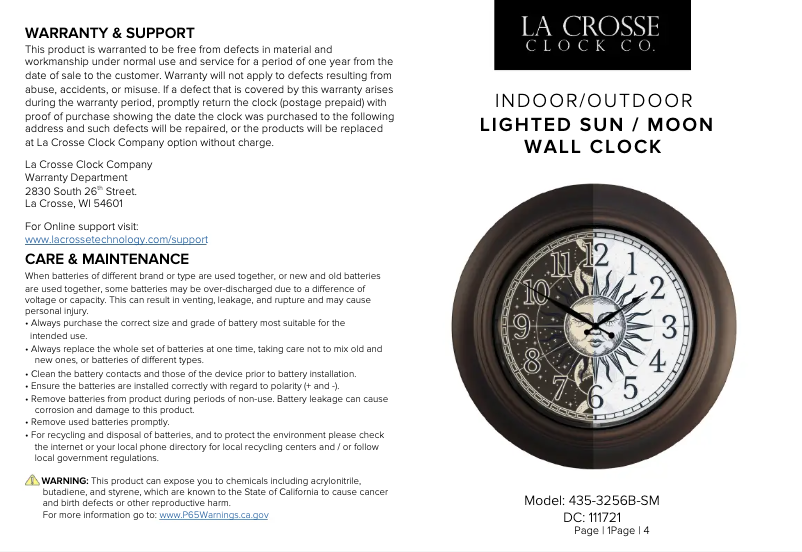 Page n°1 - Manuel utilisateur La Crosse Technology 435-3256B-SM