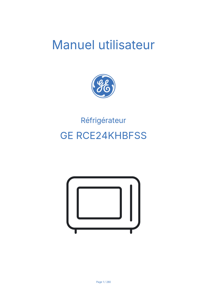 Page n°1 - Manuel utilisateur GE RCE24KHBFSS