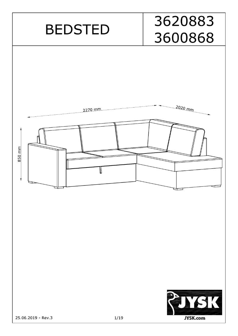 Page 1 de la notice Manuel utilisateur JYSK Bedsted