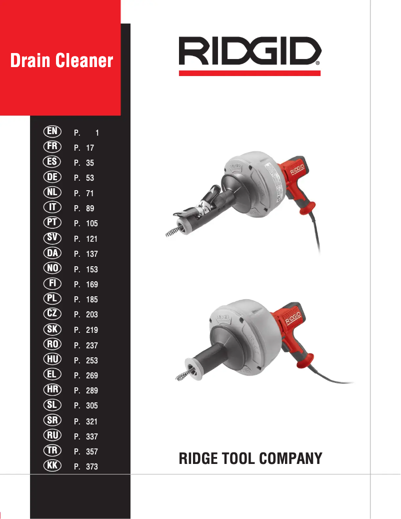 Page n°1 - Manuel utilisateur Ridgid K-45