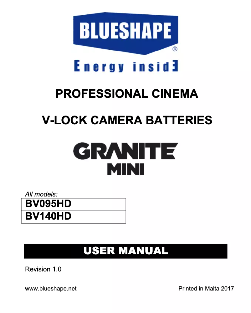 Page 1 de la notice Manuel utilisateur BlueShape Granite MINI