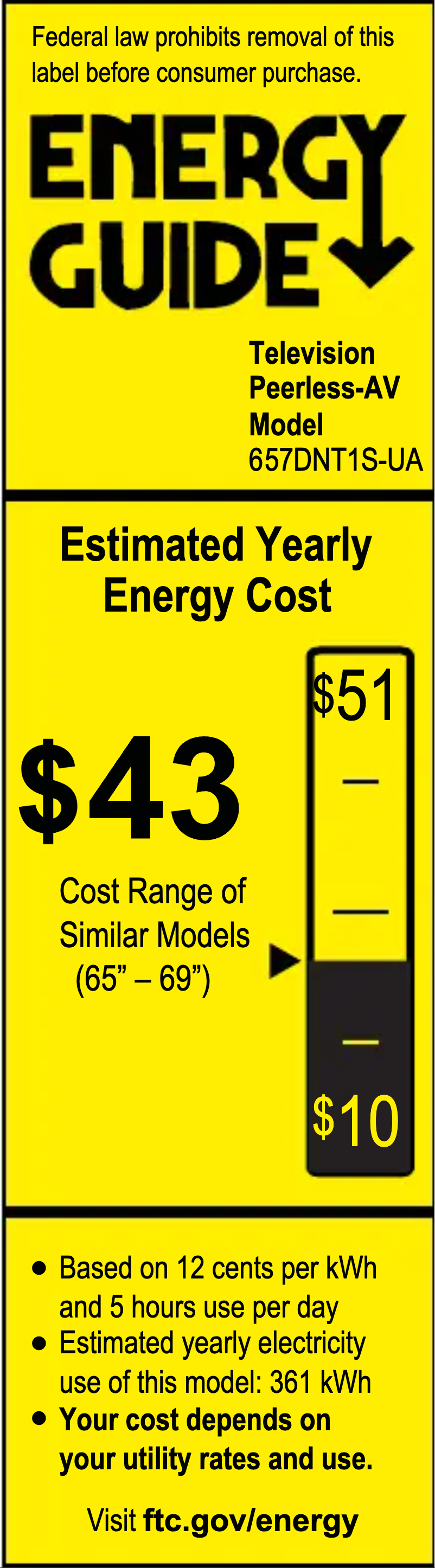 Page 1 de la notice Label énergétique Peerless-AV Neptune NT654