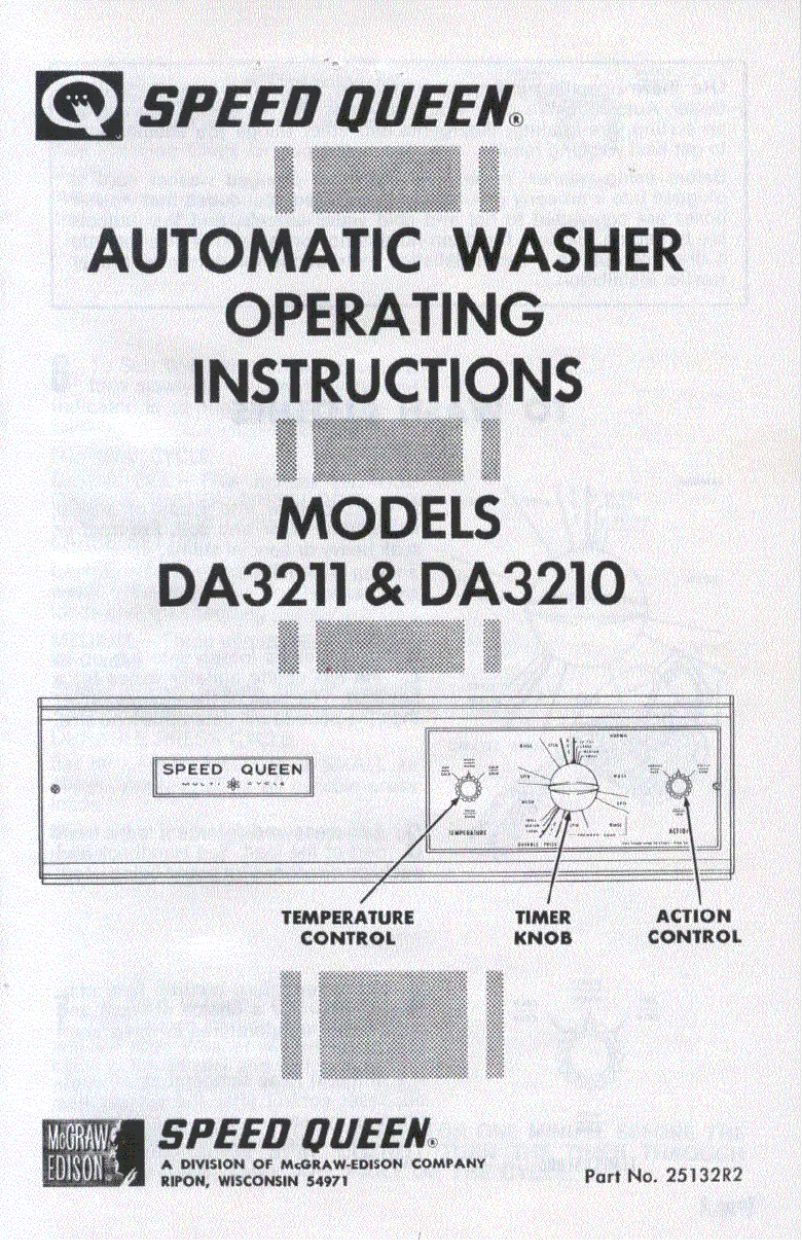 Page 1 de la notice Manuel utilisateur Speed Queen DA3210