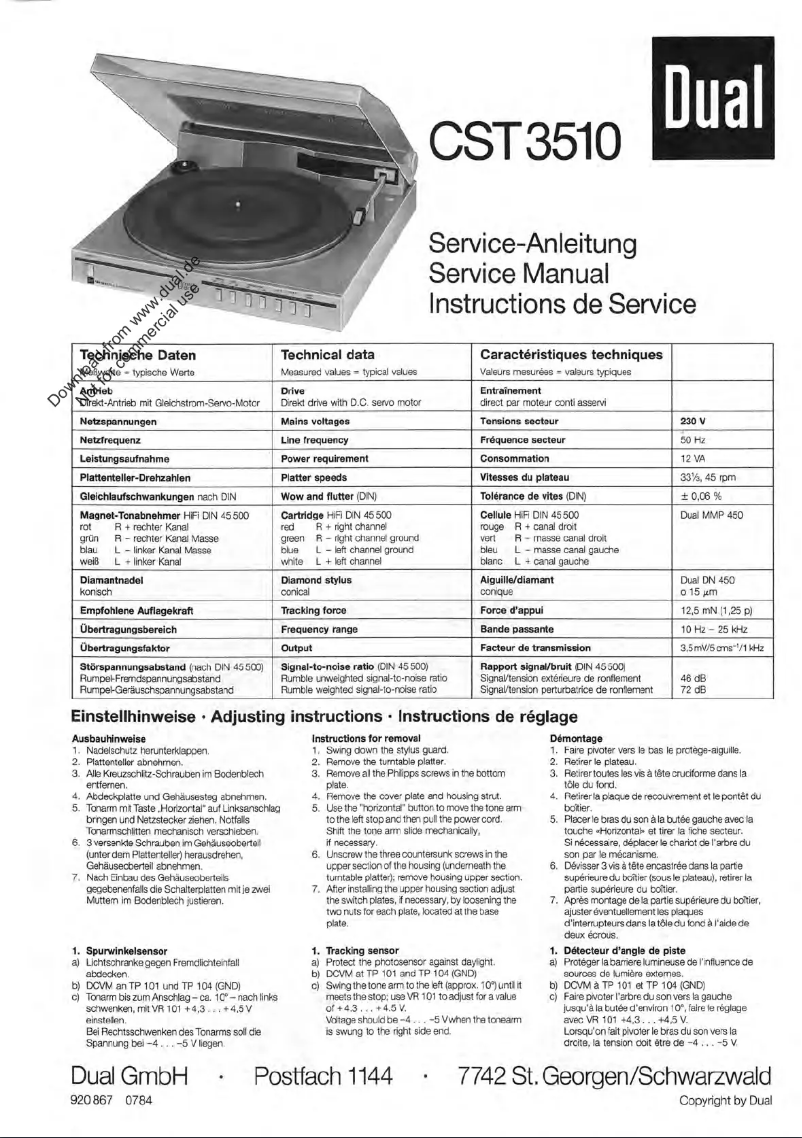 Image de la première page du manuel de l'appareil CST 3510