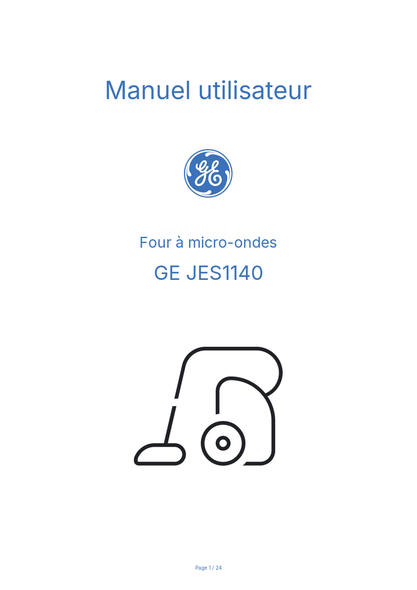 Page n°1 - Manuel utilisateur GE JES1140