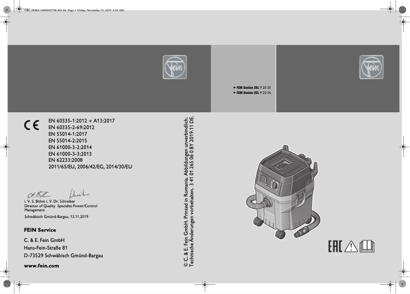Page 1 de la notice Manuel utilisateur Fein Dustex 25