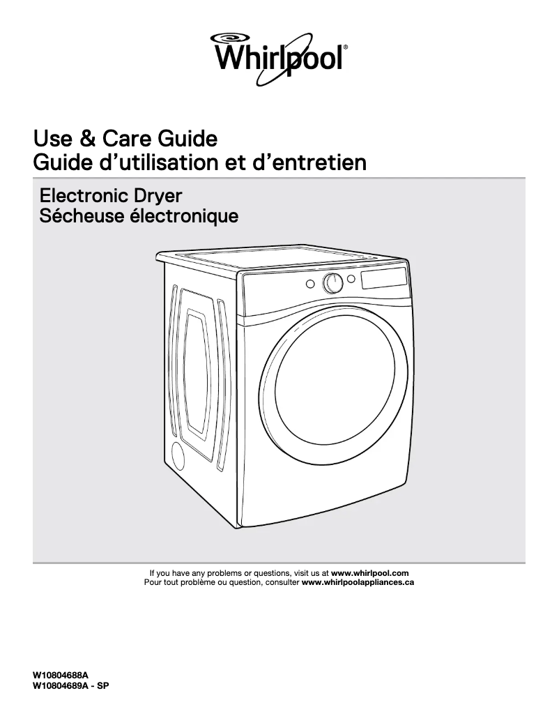 Page n°1 - Manuel d'utilisation et d'entretien Whirlpool WED85HEF