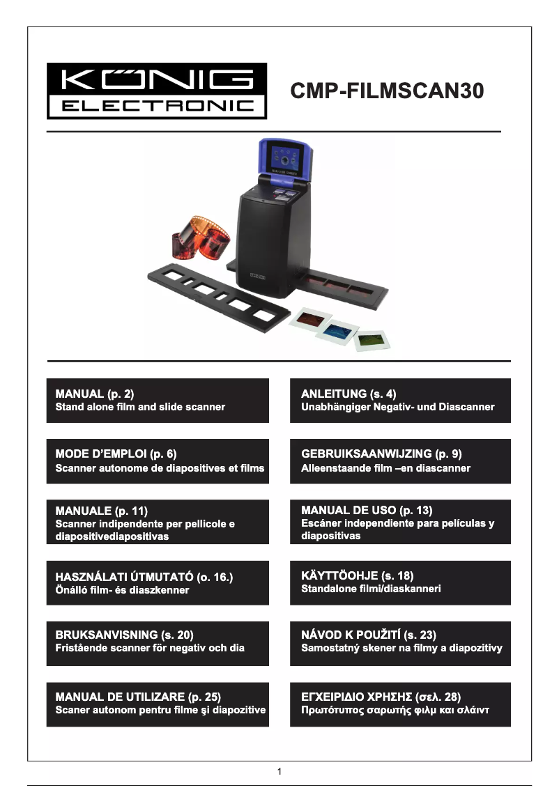 Page 1 de la notice Manuel utilisateur Konig CMP-FILMSCAN30