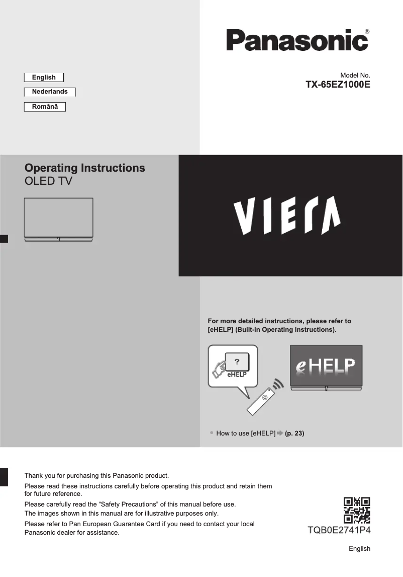 Page 1 de la notice Guide de démarrage rapide Panasonic Viera TX-65EZ1000E