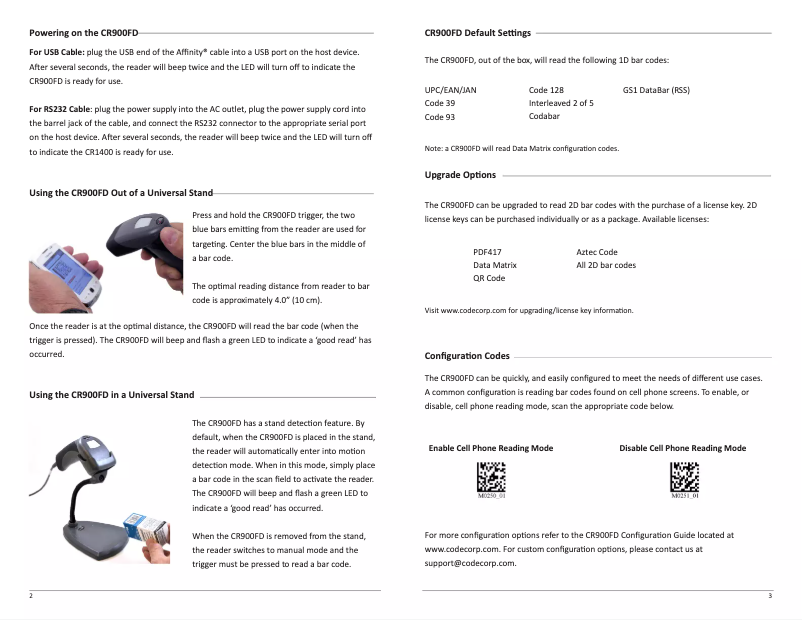 Page n°1 - Manuel utilisateur Code CRD900FD