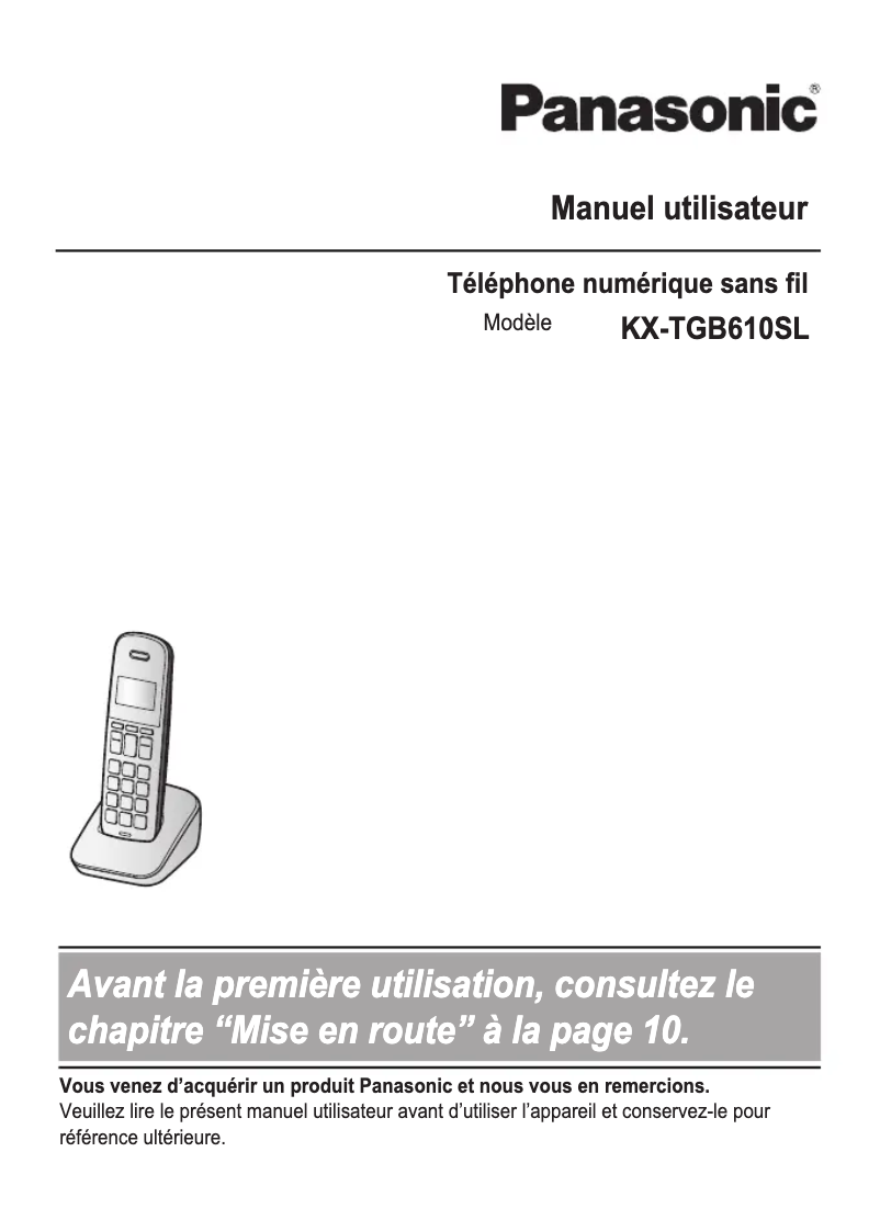 Page n°1 - Manuel utilisateur Panasonic KX-TGB610
