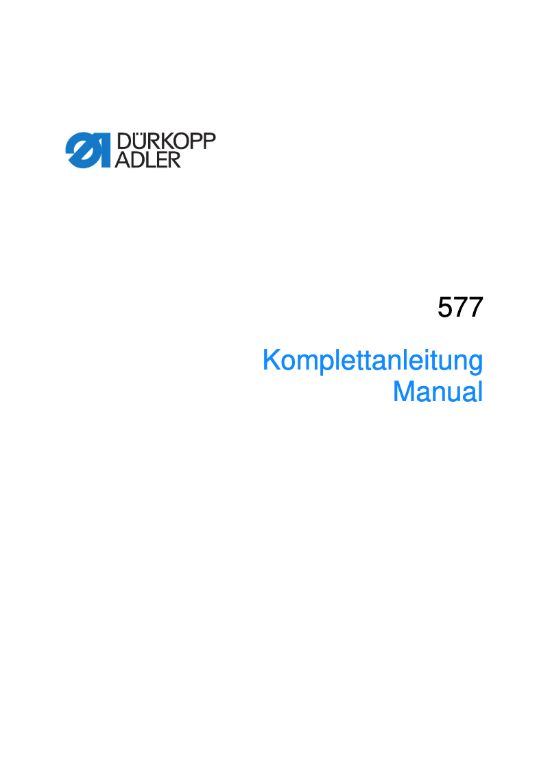 Page 1 de la notice Manuel utilisateur Dürkopp Adler 577
