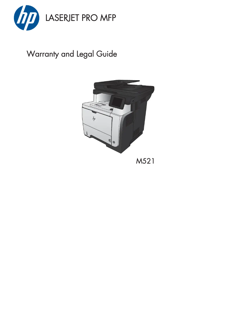 Page n°1 - Informations de garantie HP LaserJet Pro MFP M521