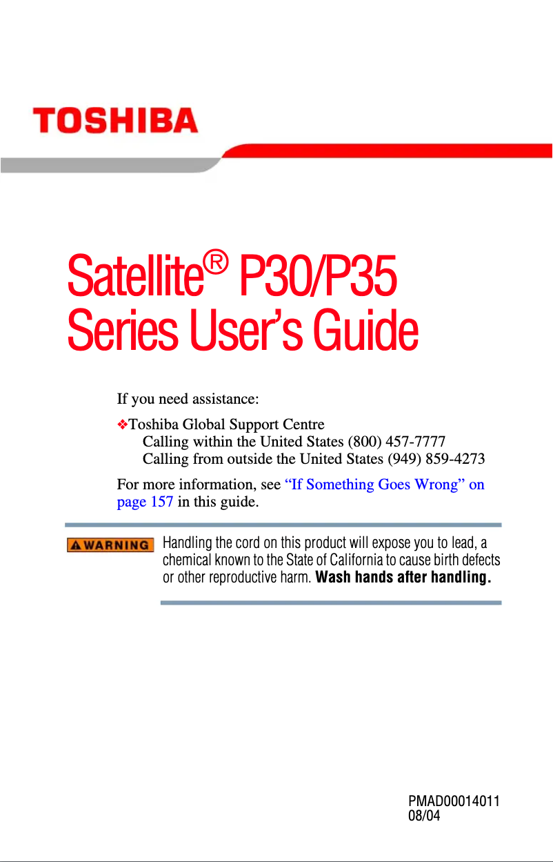 Image de la première page du manuel de l'appareil Satellite P35