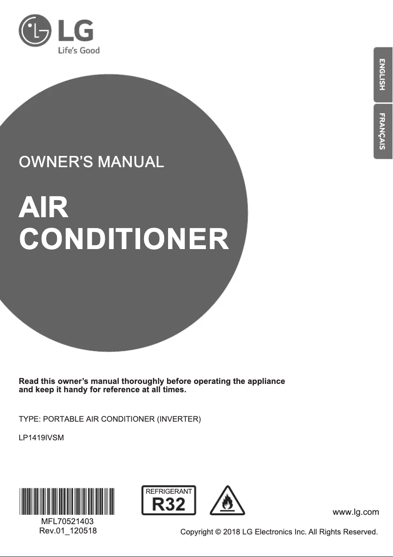 Page 1 de la notice Manuel utilisateur LG LP1419IVSM