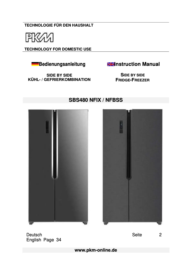 Página 1 del manual Manual de usuario PKM SBS480 NFIX
