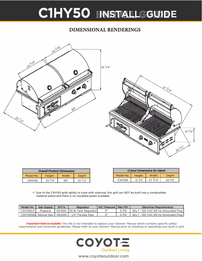 Page 1 de la notice Guide d'installation Coyote C1HY50LP