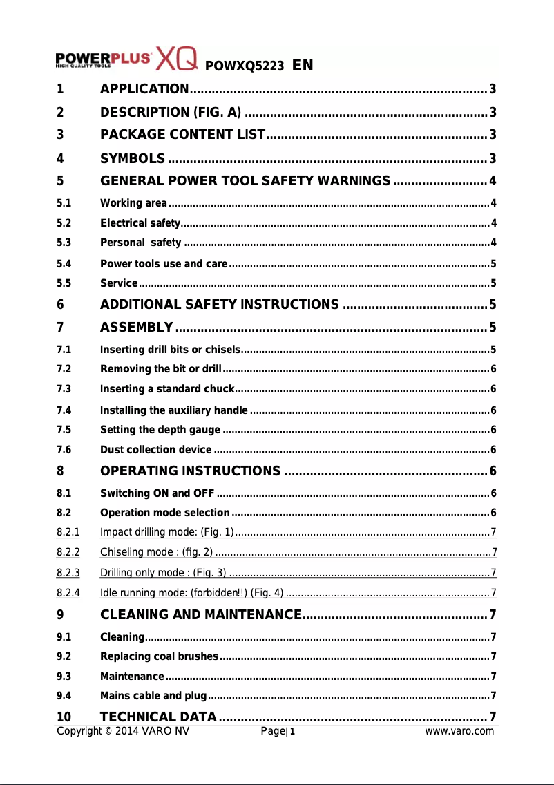 Image de la première page du manuel de l'appareil POWXQ5223