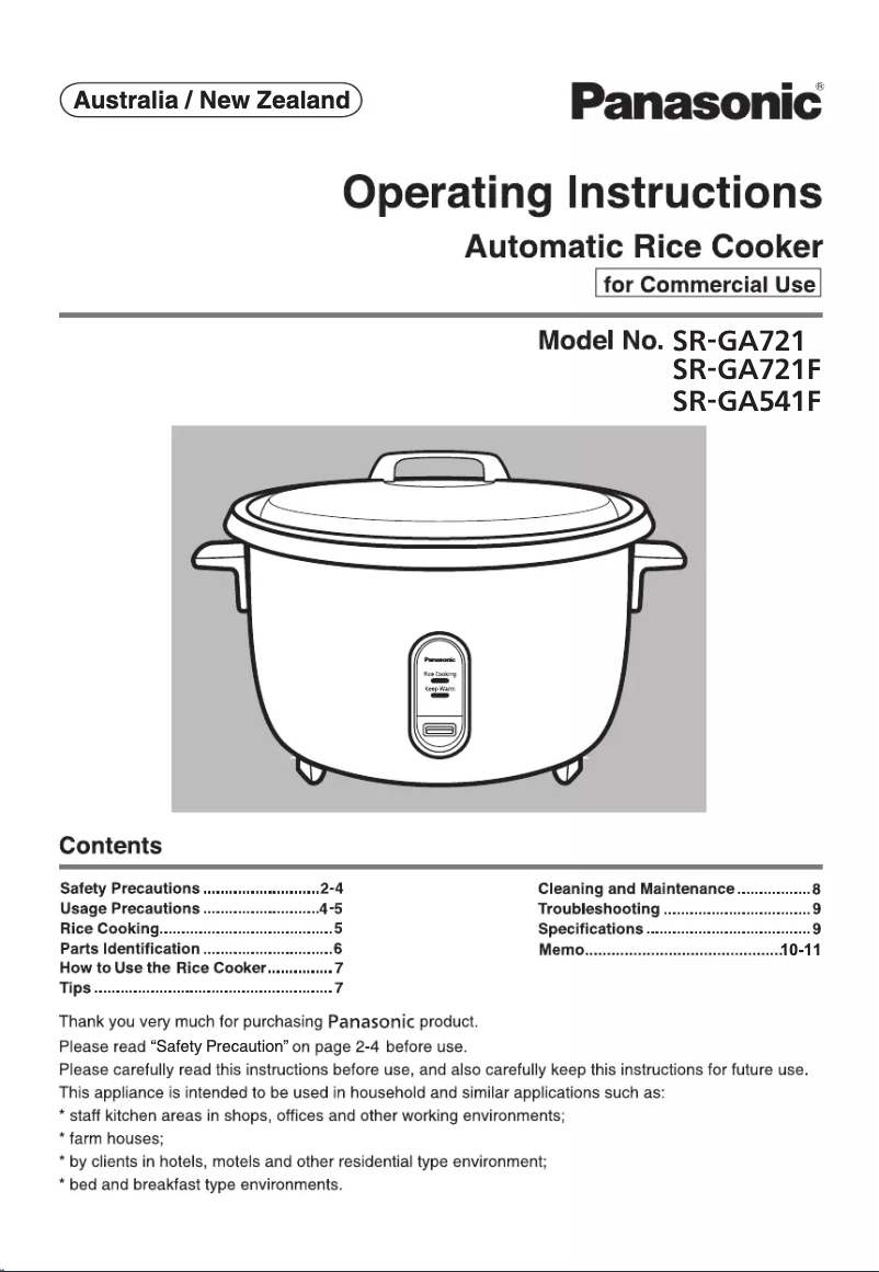 Image de la première page du manuel de l'appareil SR-GA541F