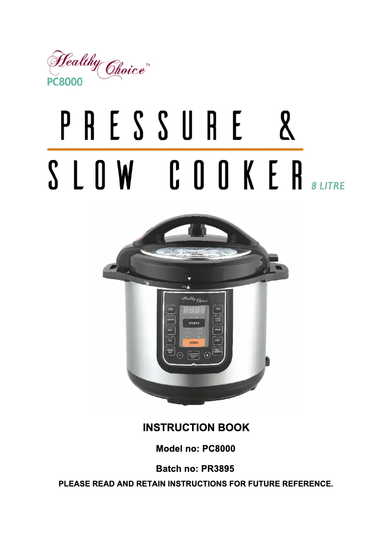 Page 1 de la notice Manuel utilisateur Lenoxx Healthy Choice PC8000