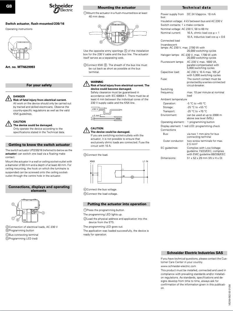Page 1 de la notice Manuel utilisateur Schneider MTN629993