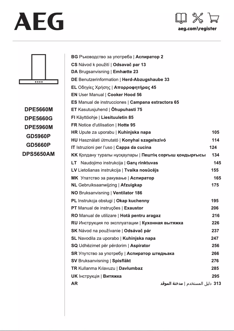 Page 1 de la notice Manuel utilisateur AEG GD5960P