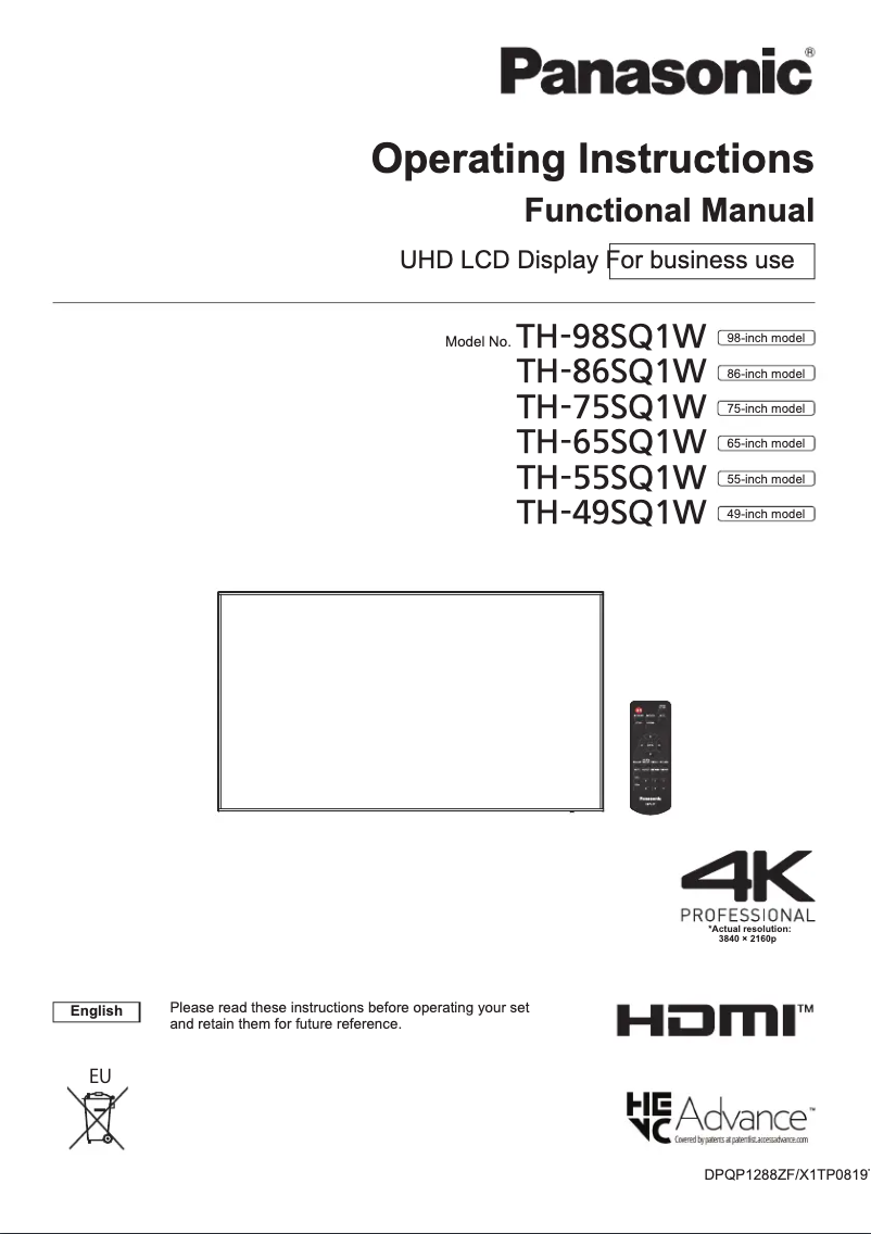 Image de la première page du manuel de l'appareil TH-55SQ1W